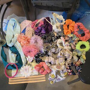 Large lot of girl's Scrunchies, hair-clips, bandana